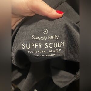 Sweaty Betty Super Sculpt Legging 7/8 Length Size Medium black marl